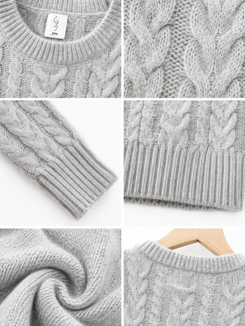 Joie Soft Cozy Gray Cable Knit Sweater Size Small Quiet Luxury Crewneck - Picture 3 of 10